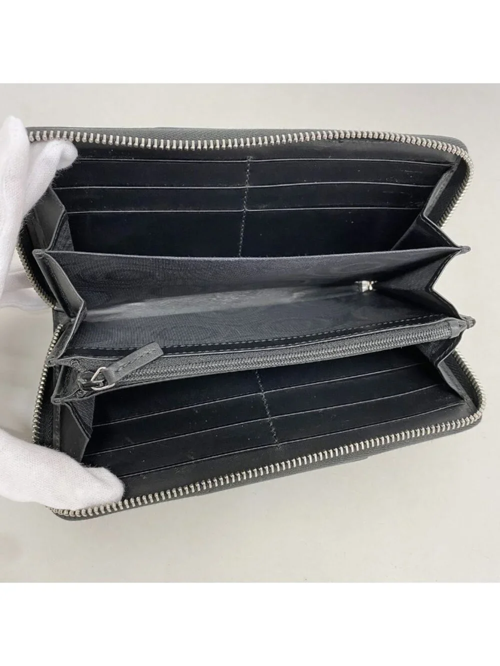 Gucci Wallet GG Supreme Brown Black Silver
